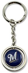 BREWERS RUBBER BASEBALL SPINNING KEYCHAIN