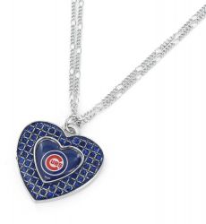 CUBS (BLUE) GLITTER STONE HEART NECKLACE