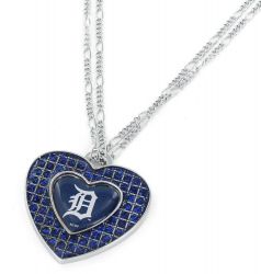 TIGERS (BLUE) GLITTER STONE HEART NECKLACE (2-IN-1 CHAIN)