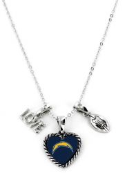CHARGERS LOVE FOOTBALL NECKLACE