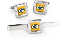 PACKERS SQUARE CUFF LINKS & TIE-BAR SET