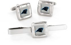 PANTHERS SQUARE CUFF LINKS & TIE-BAR SET