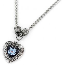 US COAST GUARD CHARMED HEART NECKLACE
